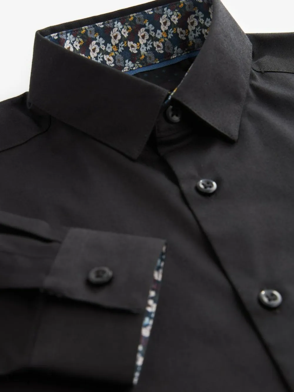 Next Black Long Sleeves Smart Trimmed Shirt (3-16yrs)^BOY Shirts|Occasionwear