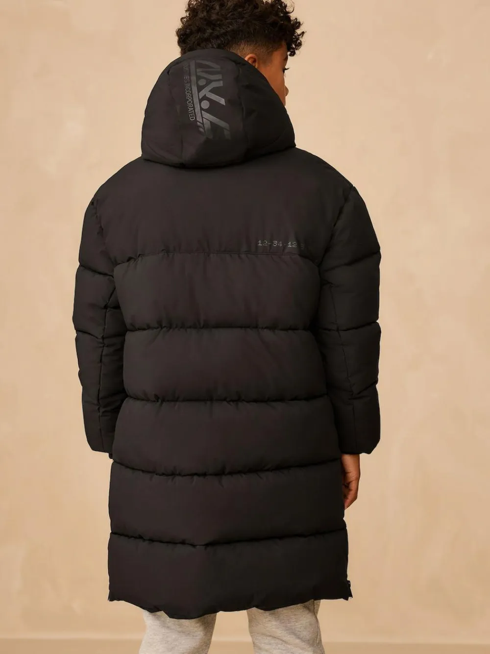 Next Black Longline Shower Resistant Padded Coat (3-17yrs)^BOY Coats & Jackets|Snowsuits & Coats