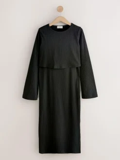 Next Maternity Long Sleeve Nursing Shelf Dress^Women Midi Dresses