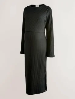 Next Maternity Long Sleeve Nursing Shelf Dress^Women Midi Dresses