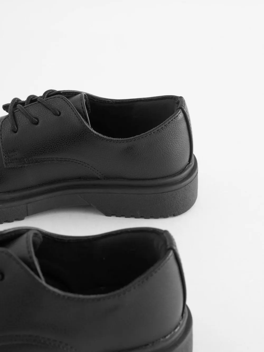 Next Black Matt Standard Fit (F) School Chunky Lace-Up Shoes^ Shoes