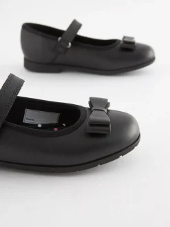 Discount Next Black Matt Standard Fit (F) School Leather Bow Mary Jane Shoes