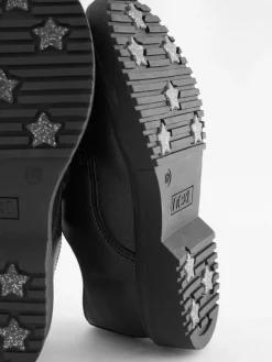 Next Black Matt Wide Fit (G) School Chunky Lace-Up Shoes^ Shoes