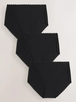 Next Midi No VPL Scallop Knickers 3 Pack^Women Panties|All Lingerie