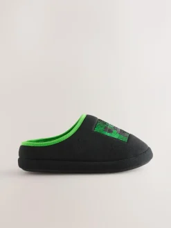 Next Black Minecraft Flippy Sequin Slipper Mules^BOY Nightwear