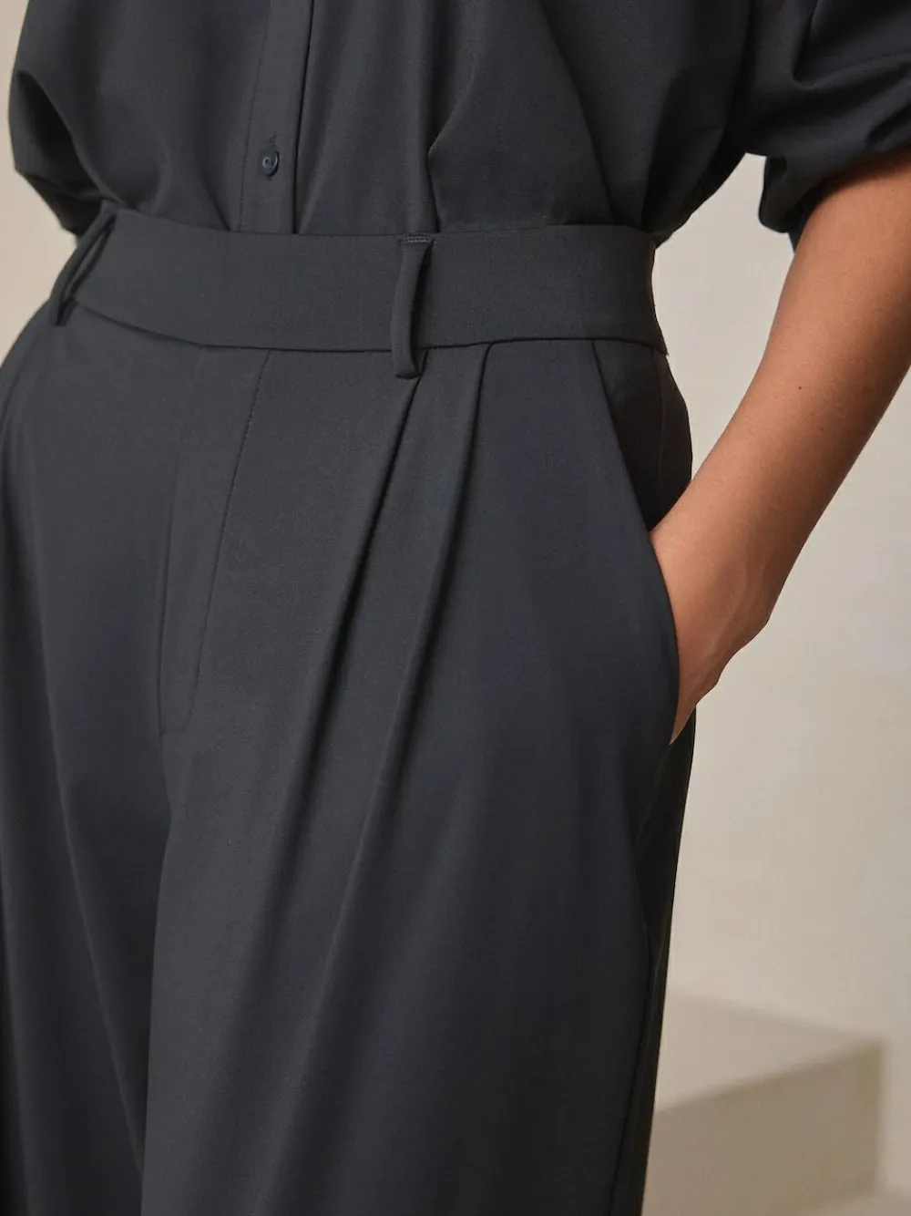 Next N. Premium Wide Leg Tailored Jersey Trousers^Women Pants
