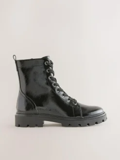 Best Next Black Patent Extra Wide Fit Forever Comfort® Lace-Up Boots