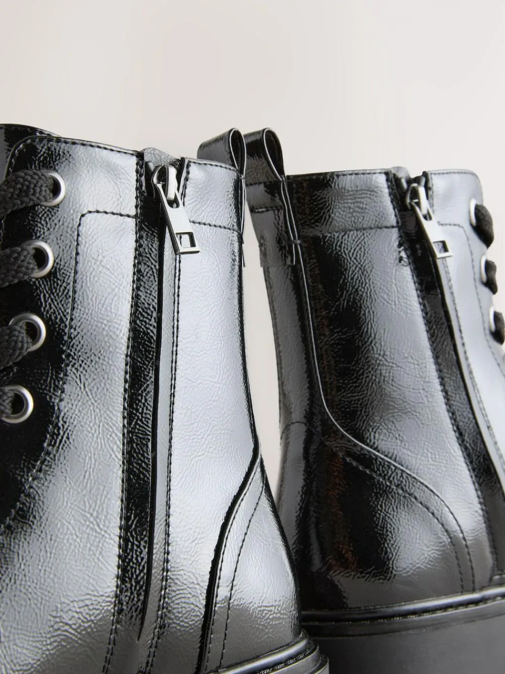 Best Next Black Patent Extra Wide Fit Forever Comfort® Lace-Up Boots