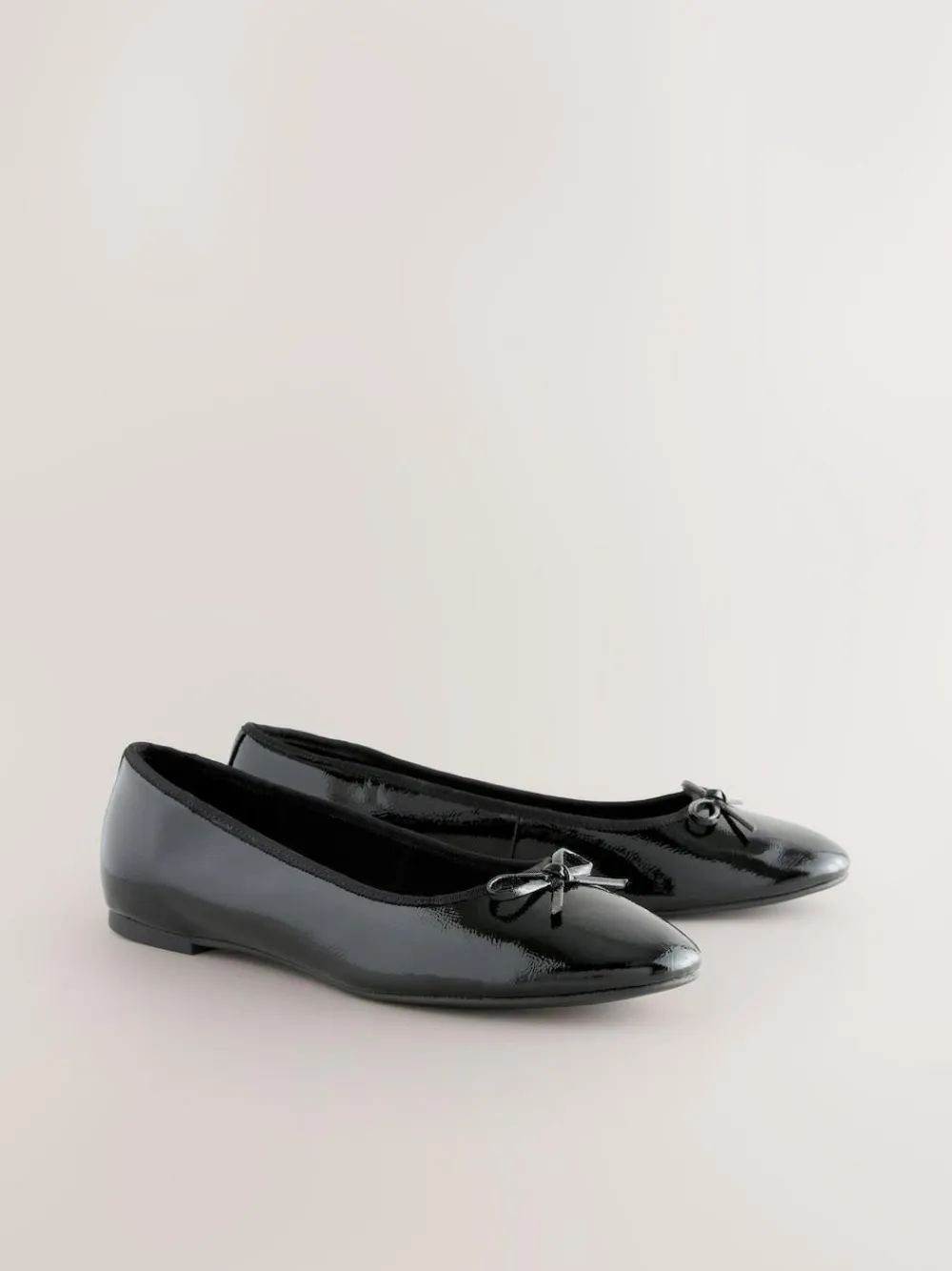 Outlet Next Extra Wide Fit Round Toe Ballerina Shoes Black Patent