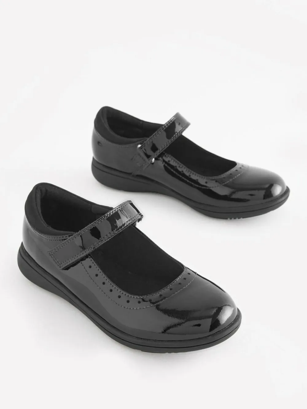 Next Black Patent Narrow Fit (E) School Leather Brogue Detail Mary Jane Shoes^ Shoes