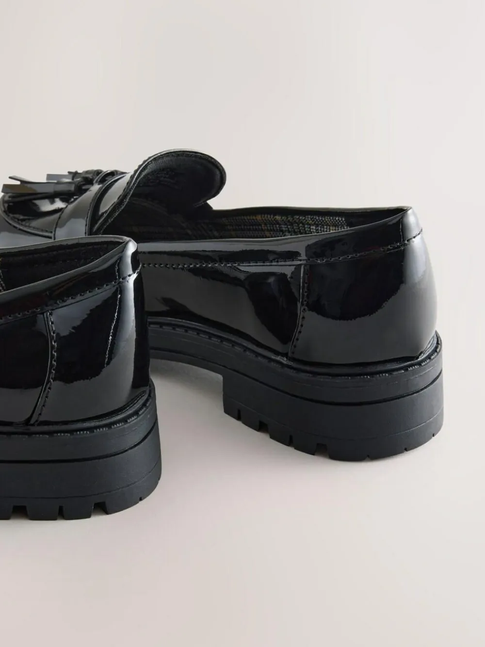 Next Black Patent School Chunky Tassel Loafers^ Shoes