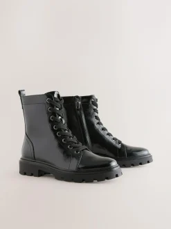 Best Next Standard/Wide Fit Forever Comfort® Lace-Up Boots Black Patent