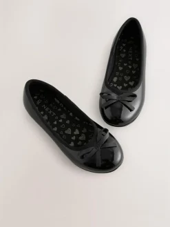 Sale Next Wide Fit (G) Leather Ballerina School Shoes Black Patent