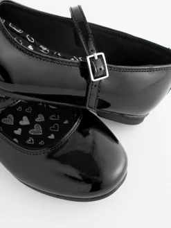 Next Wide Fit (G) Leather Mary Jane School Shoes Black Patent