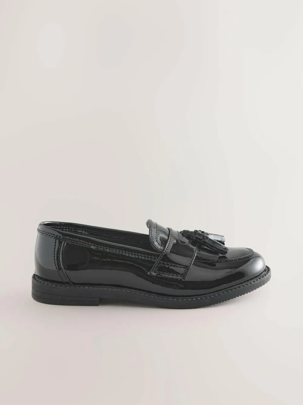 Clearance Next Wide Fit (G) Leather Tassel Loafer School Shoes Black Patent