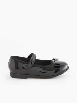 Discount Next Black Patent Wide Fit (G) School Leather Bow Mary Jane Shoes