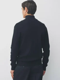 Next Black Plain N.Premium Regular Fit 100% Cotton Premium Quarter Zip Jumper^ Nightwear|Knitwear