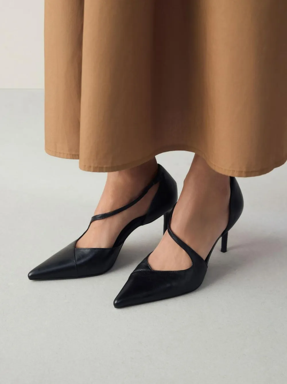 Next Premium Leather Asymmetric Court Heels^Women Heels