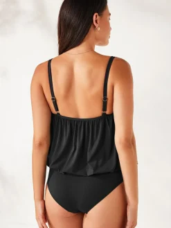 Best Next Print Blouson Shaping Swimsuit Black