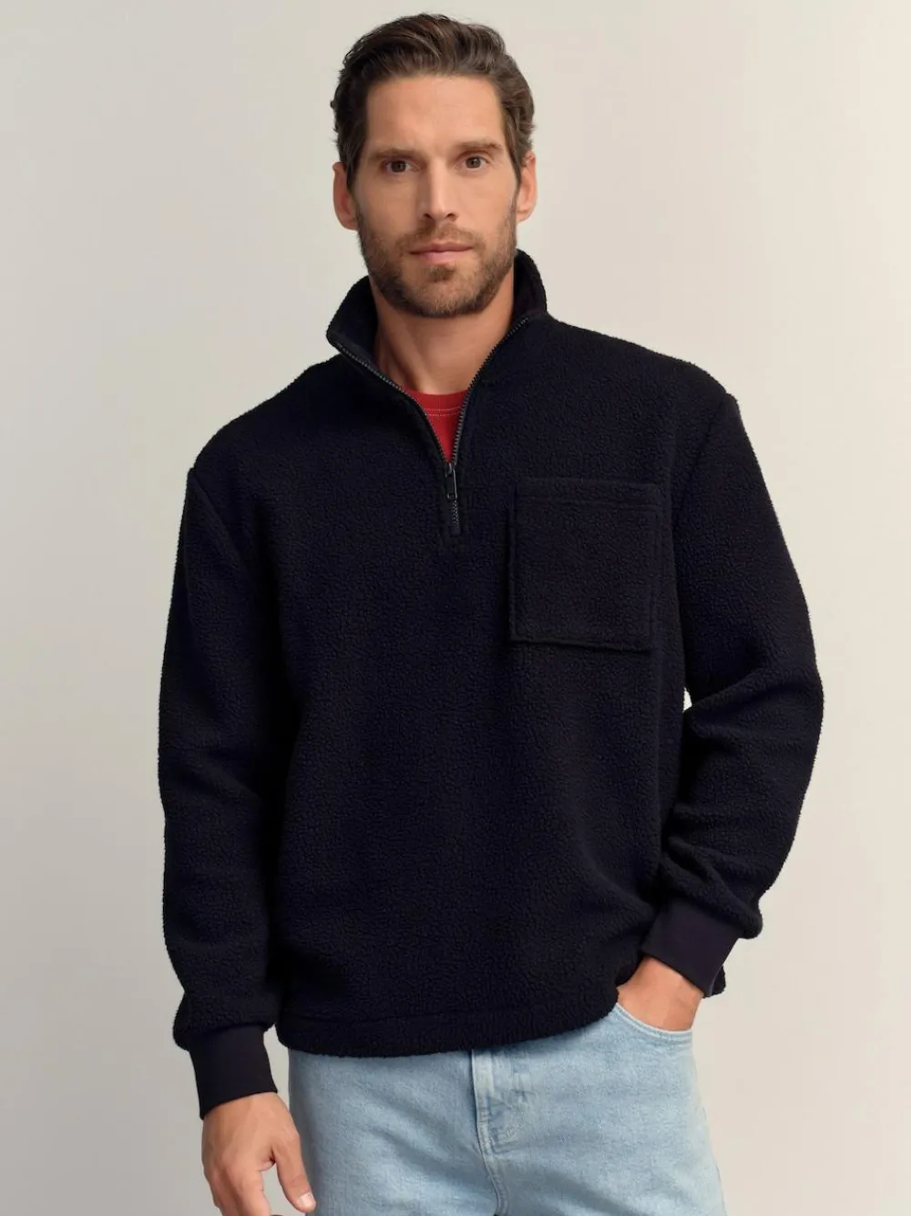 Best Next Quarter Zip Borg Fleece Black