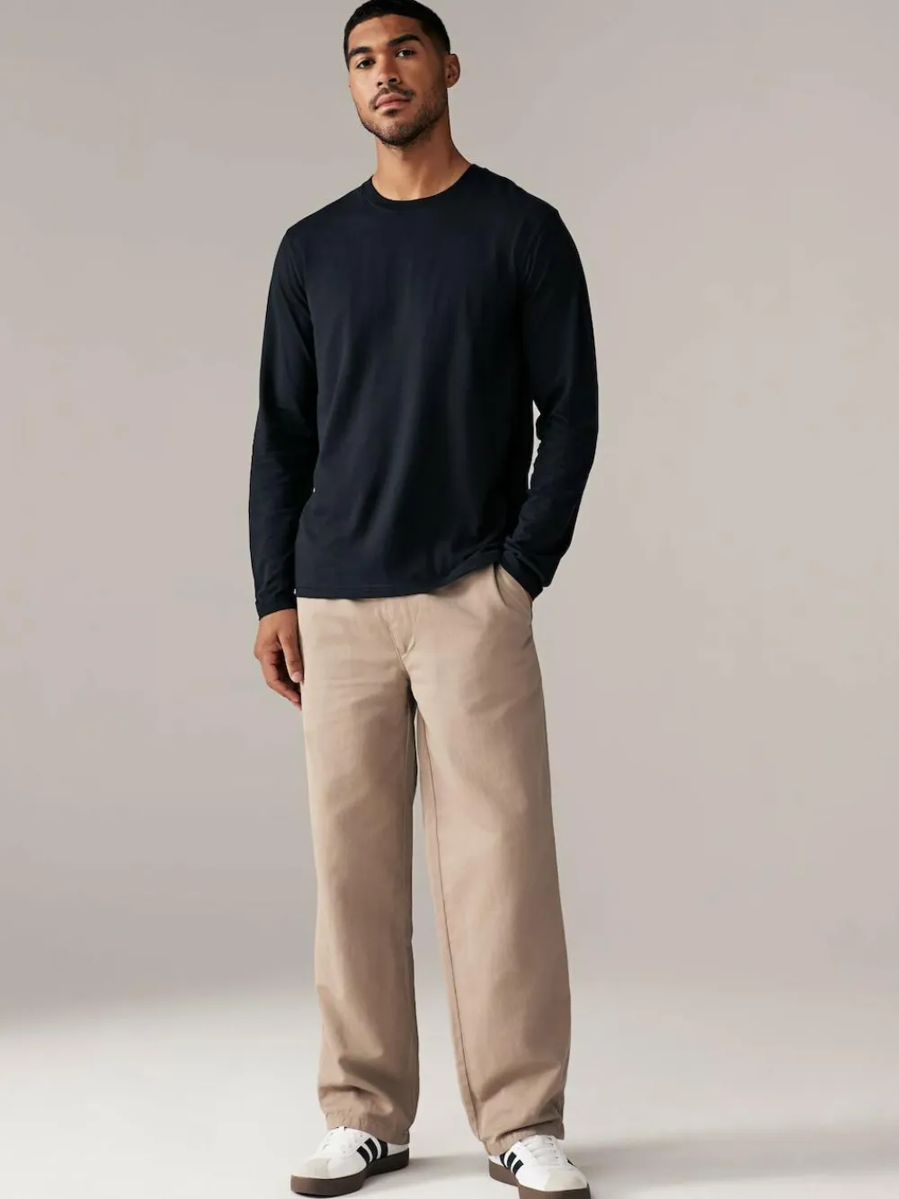 Next Black Regular Fit Long Sleeve Crew Neck T-Shirt^ Tops & T-Shirts|Nightwear