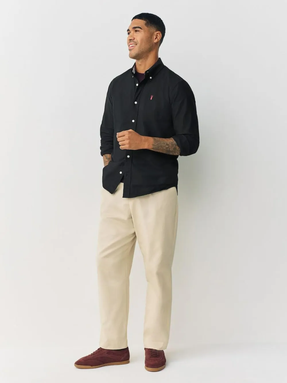 Hot Next Black Regular Fit Long Sleeve Oxford Shirt