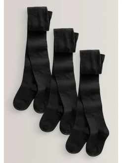 Outlet Next Black Regular Length 3 Pack Cotton Rich School Tights