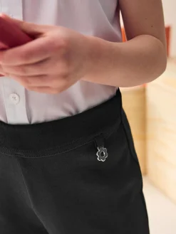 Hot Next Regular Length Pull-On Cotton Rich Stretch Boot Cut School Trousers (3-16yrs) Black