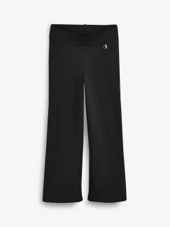 Hot Next Regular Length Pull-On Cotton Rich Stretch Boot Cut School Trousers (3-16yrs) Black