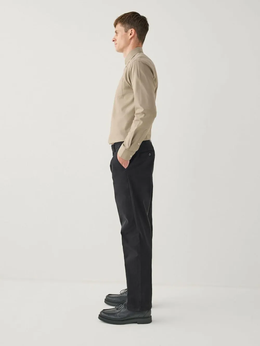 Sale Next Regular Tapered Fit Single Pleated Stretch Chinos Trousers Black