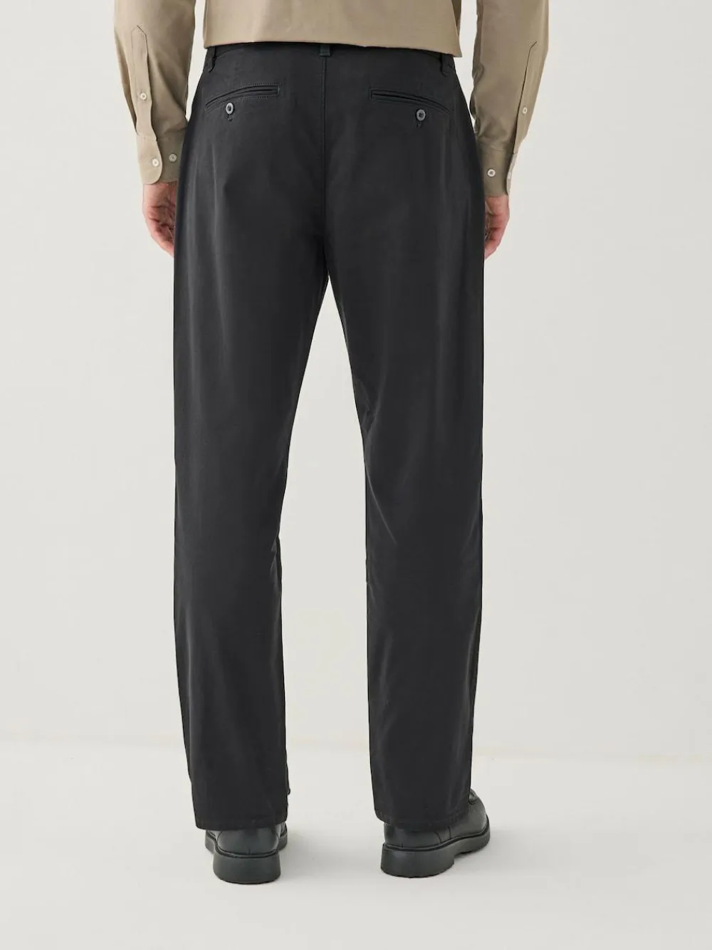 Sale Next Regular Tapered Fit Single Pleated Stretch Chinos Trousers Black