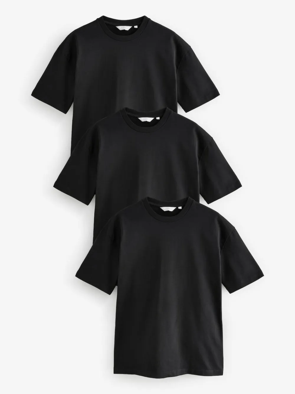 Next Black Relaxed Fit Heavyweight T-Shirts 3 Pack^ Nightwear|Tops & T-Shirts
