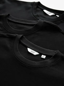 Next Black Relaxed Fit Heavyweight T-Shirts 3 Pack^ Nightwear|Tops & T-Shirts