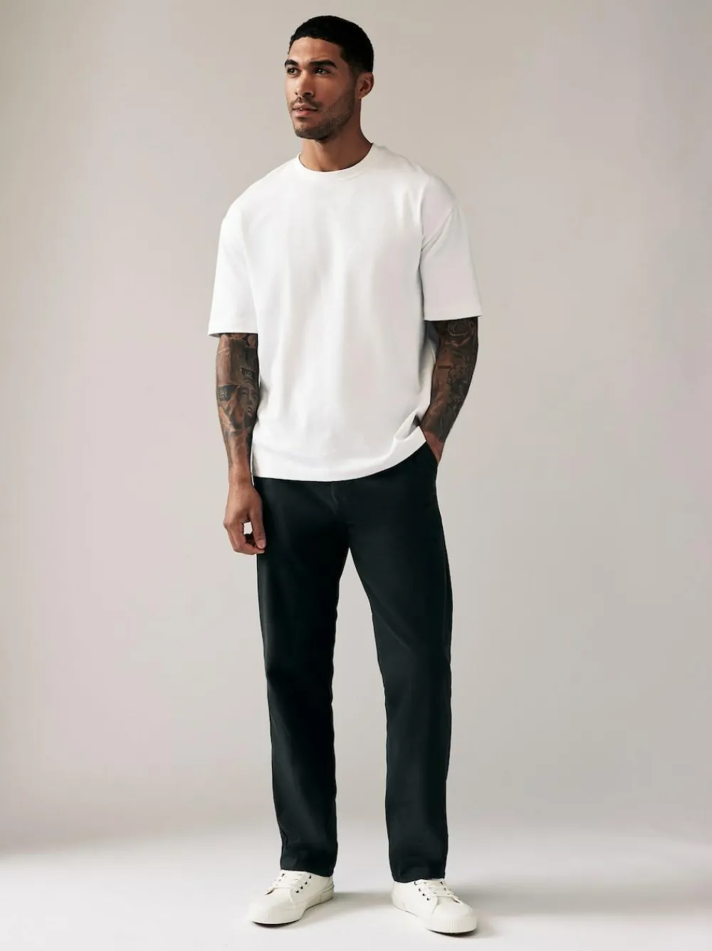 Next Black Relaxed Fit Stretch Chinos Trousers^ Nightwear|Pants & Chinos