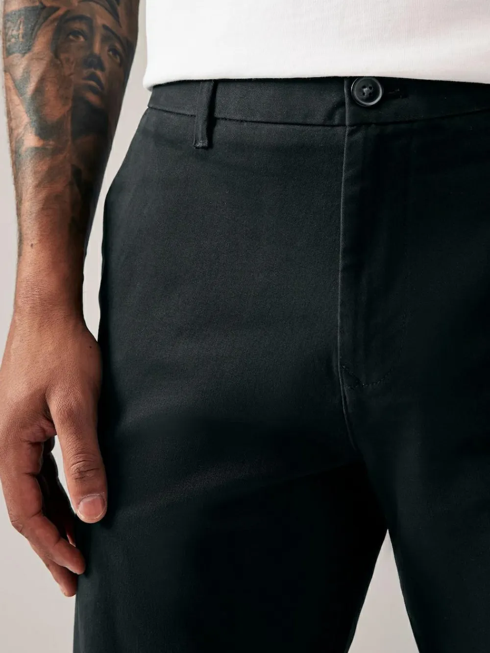 Next Black Relaxed Fit Stretch Chinos Trousers^ Nightwear|Pants & Chinos