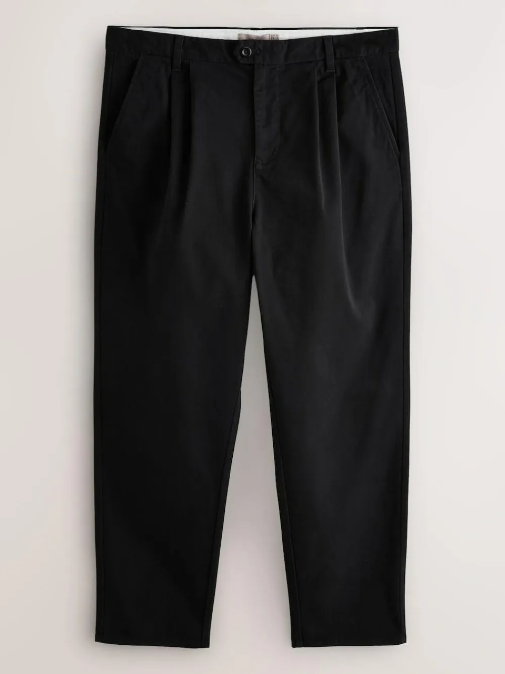 Outlet Next Relaxed Tapered Fit Twin Pleated Stretch Chinos Trousers Black