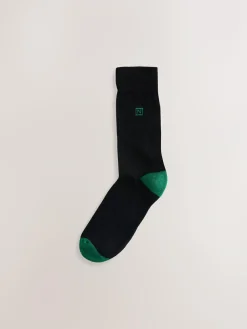 New Next Striped Cushioned Sole Comfort Socks 10 Pack Black Rich Heel