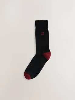 New Next Striped Cushioned Sole Comfort Socks 10 Pack Black Rich Heel