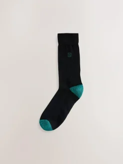 New Next Striped Cushioned Sole Comfort Socks 10 Pack Black Rich Heel