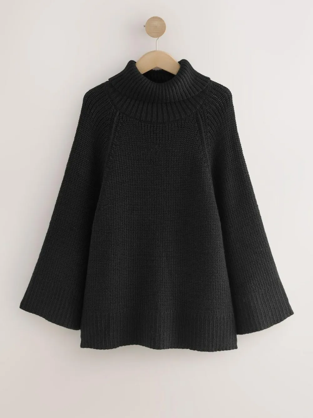Sale Next Black Roll Neck Ribbed Knitted Poncho