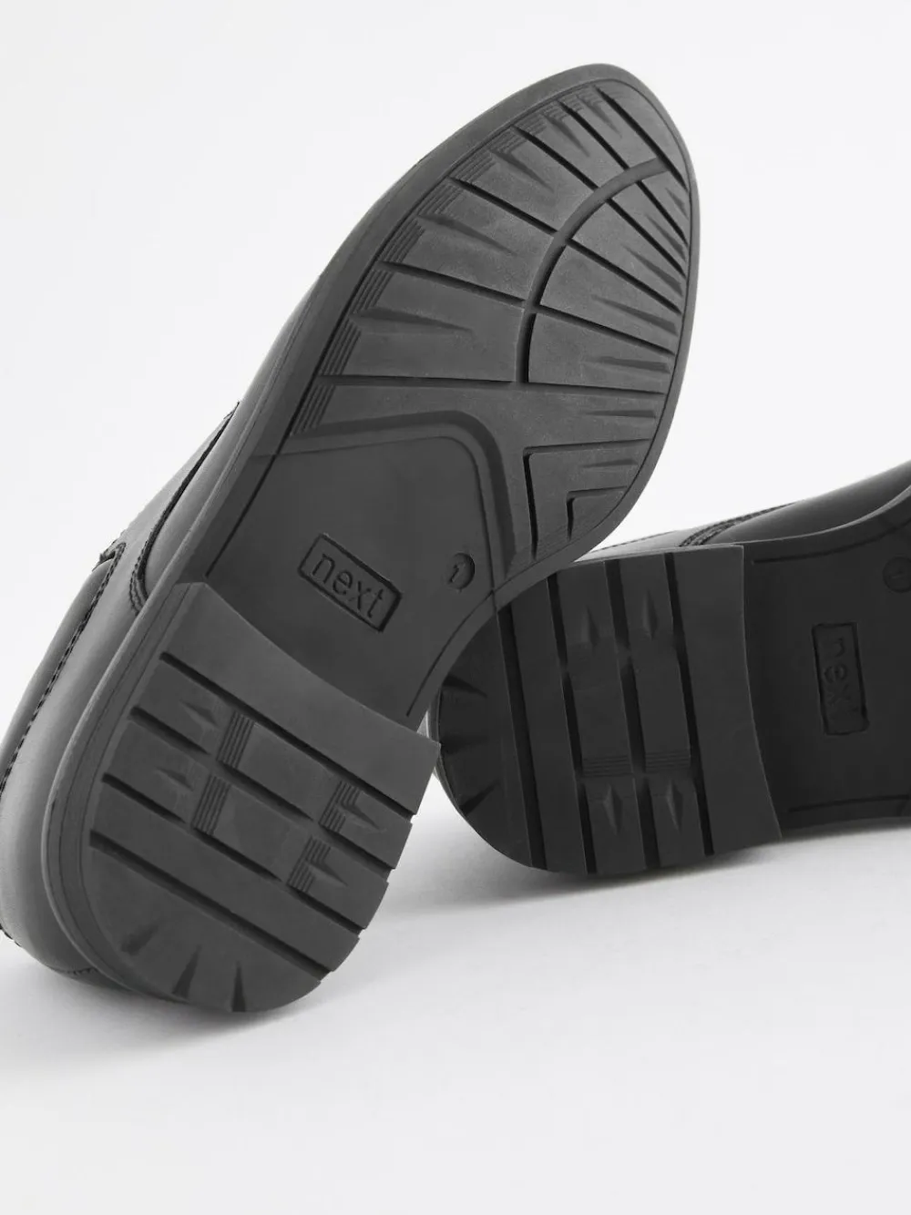 Next Black School Leather Plain Front Lace-Up Shoes