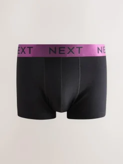 Next Black Shiny Colour Waistbands 10 pack Cotton Rich Blend Hipsters Boxers
