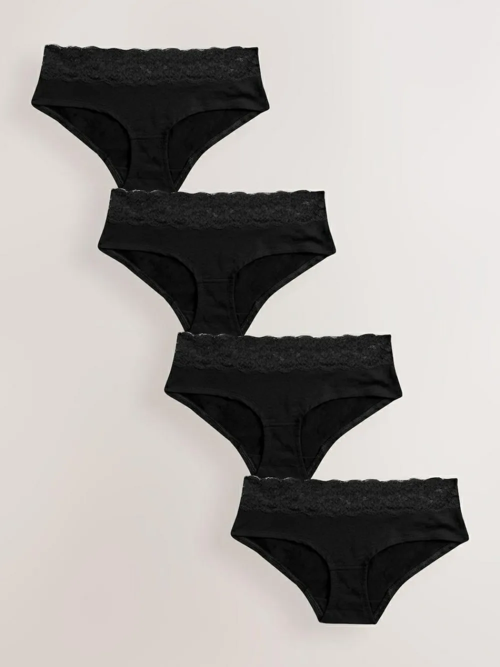 Sale Next Black Short Cotton Lace Knickers 4 Pack