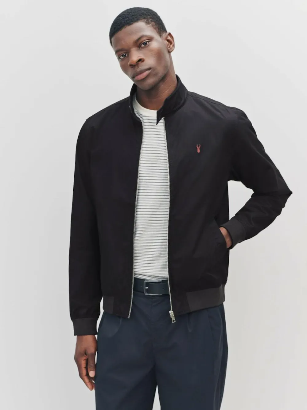 Hot Next Shower Resistant Check Lining Harrington Jacket Black
