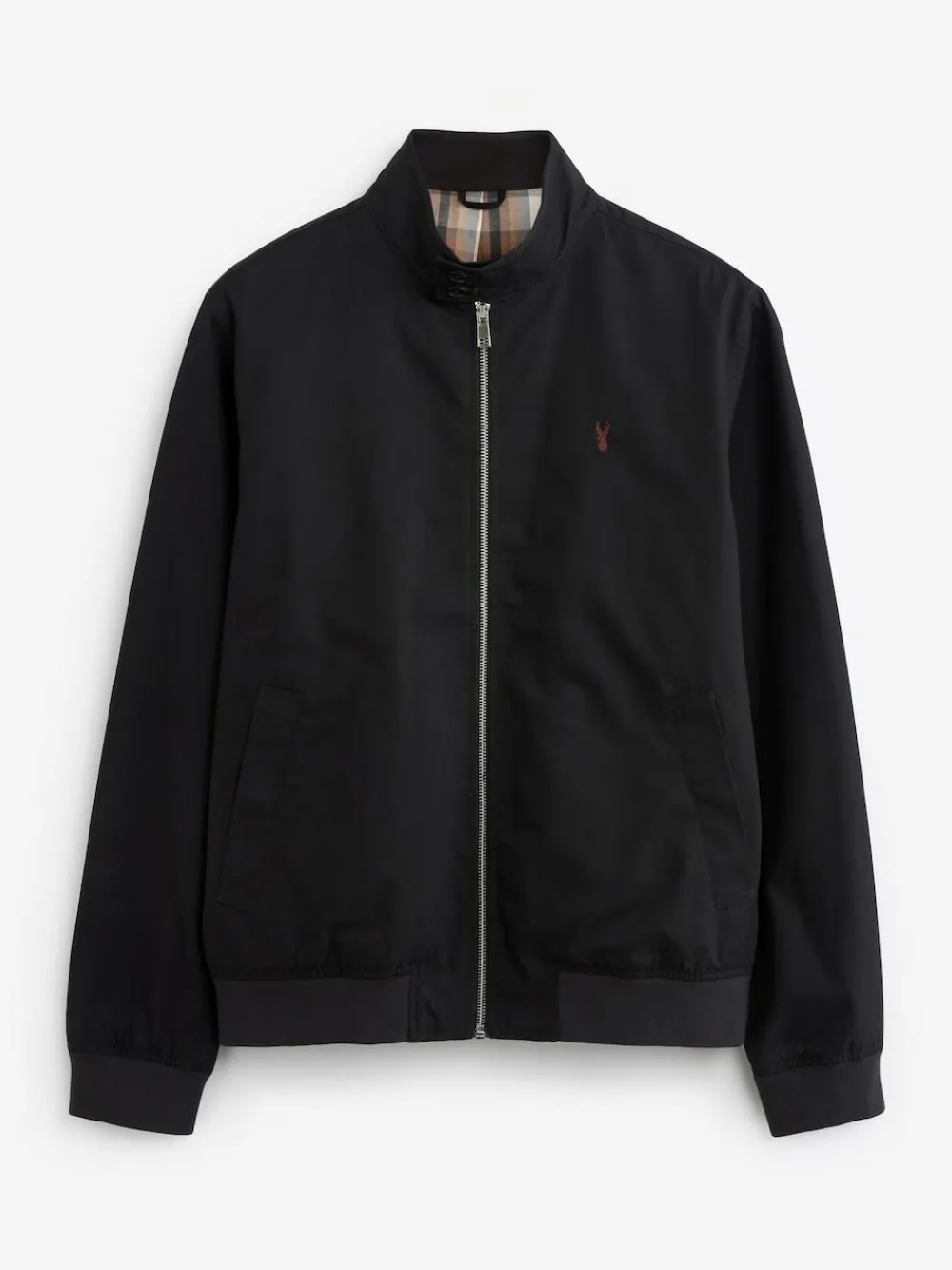 Hot Next Shower Resistant Check Lining Harrington Jacket Black