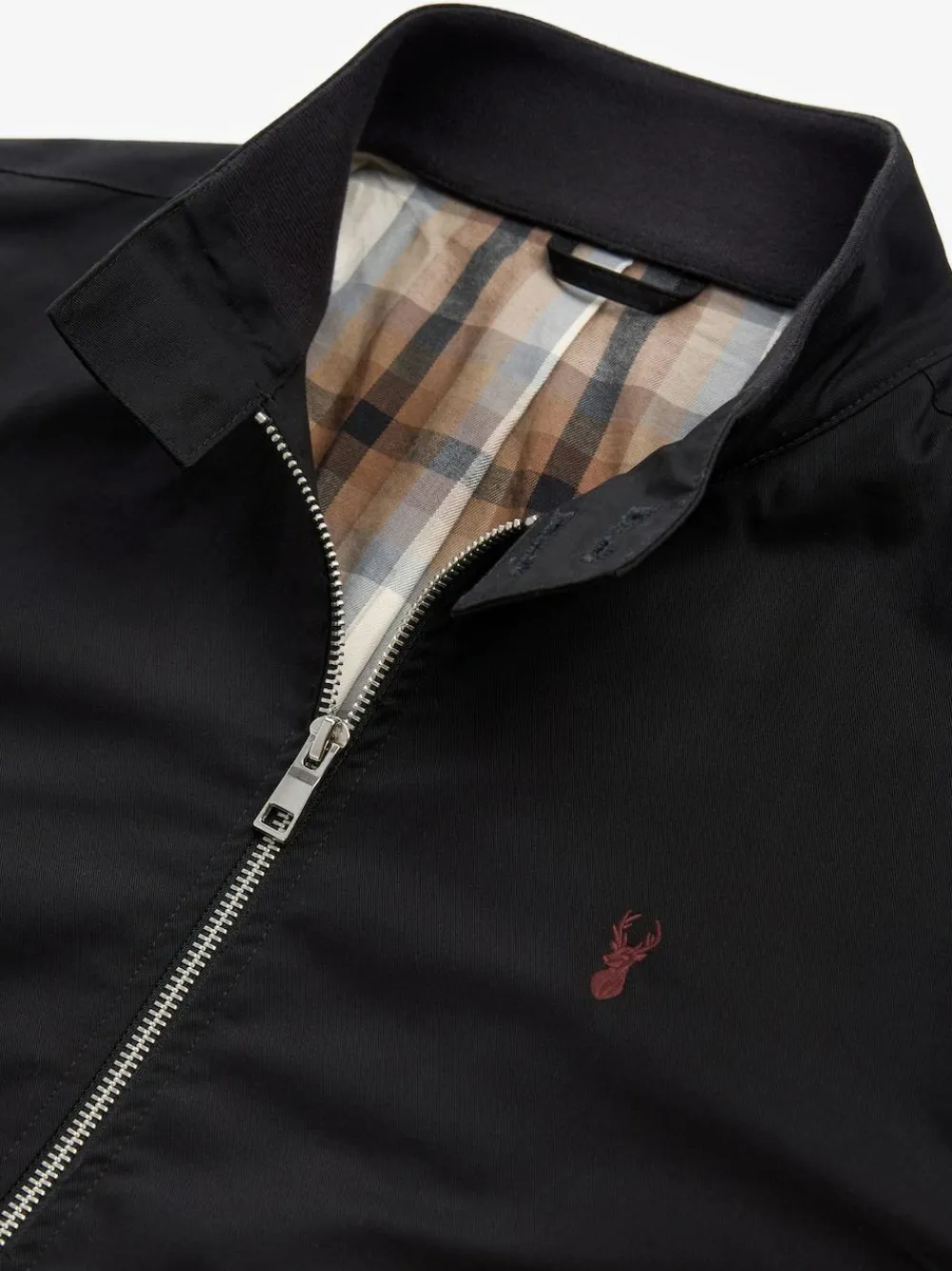 Hot Next Shower Resistant Check Lining Harrington Jacket Black