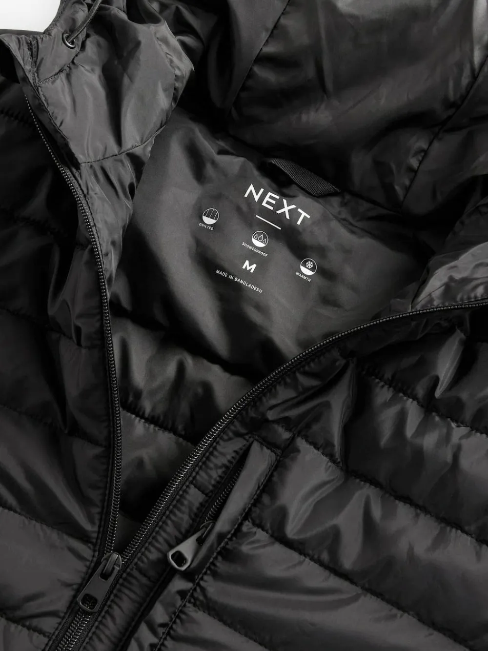 Discount Next Shower Resistant Lightweight Hooded Puffer Coat Jacket Black
