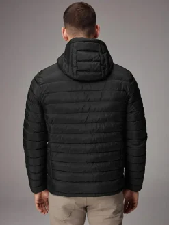 Discount Next Shower Resistant Lightweight Hooded Puffer Coat Jacket Black