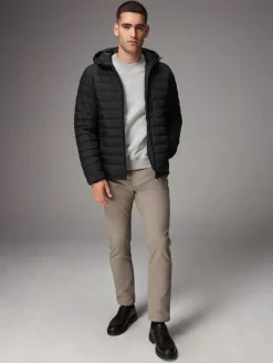 Discount Next Shower Resistant Lightweight Hooded Puffer Coat Jacket Black
