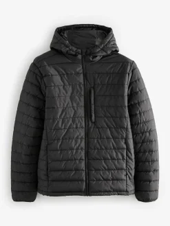 Discount Next Shower Resistant Lightweight Hooded Puffer Coat Jacket Black